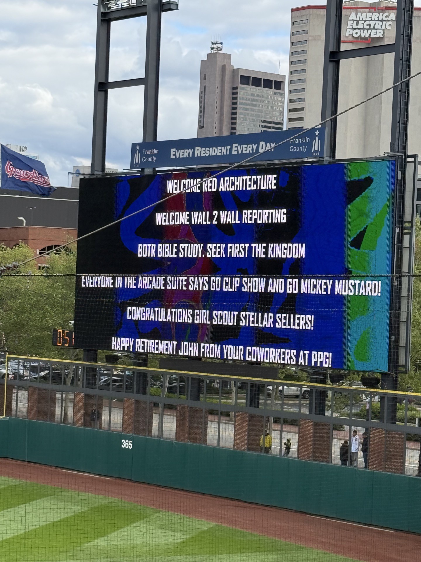 Built on the Rock message on the arena big screen